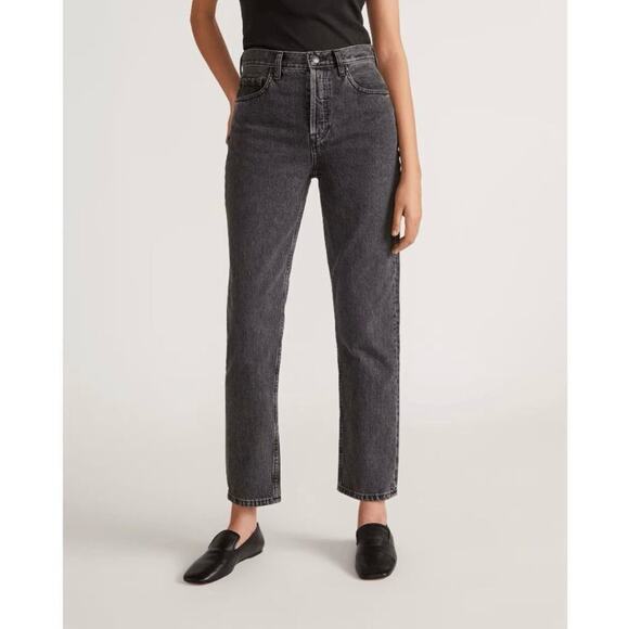 Everlane The 90’s Cheeky Jean Cropped Ankle Raw Hem Frayed Edge Black Gray 27 - Picture 2 of 15